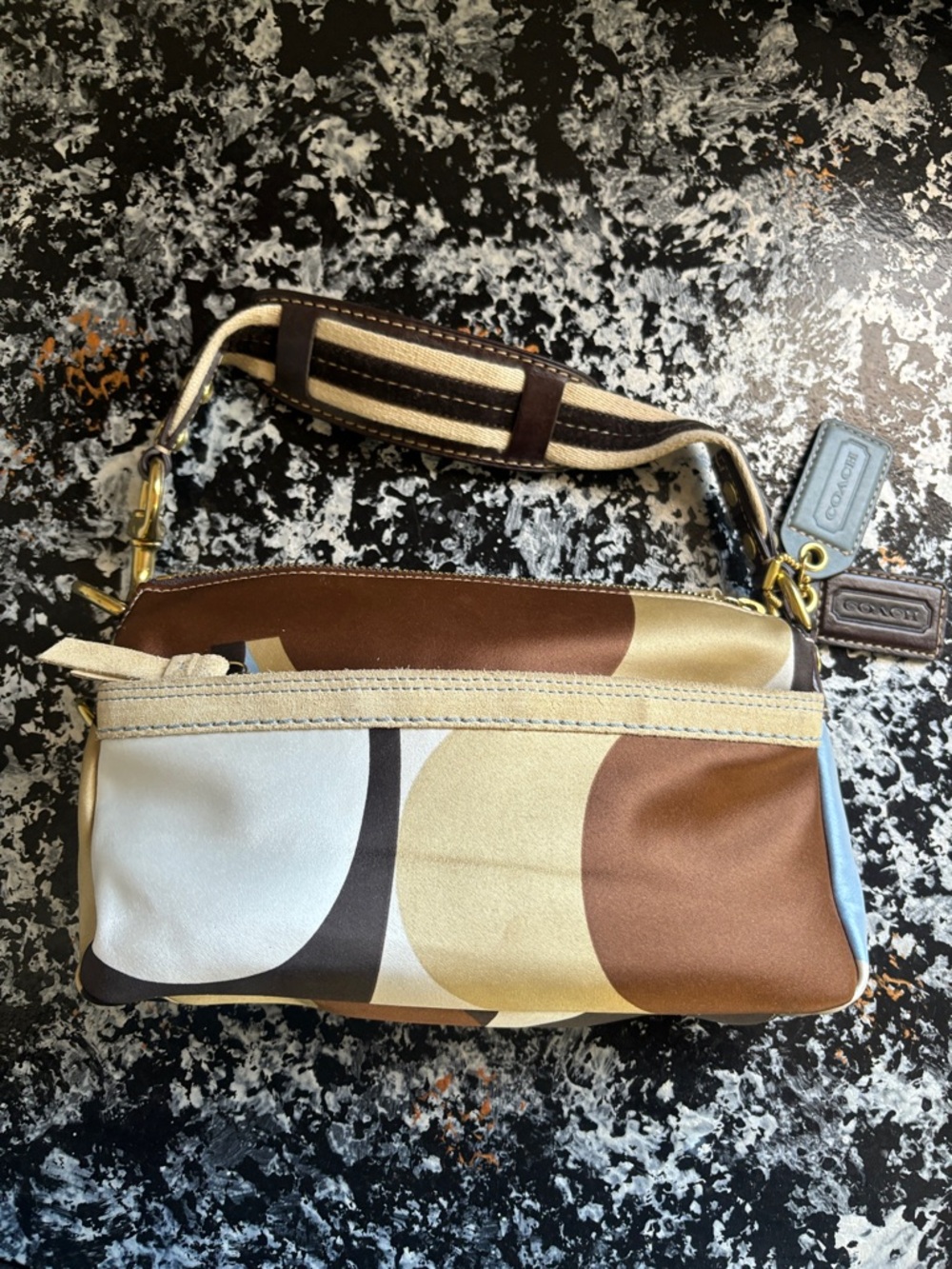 Vintage Coach Hampton Signature Scarf Print Demi Bag